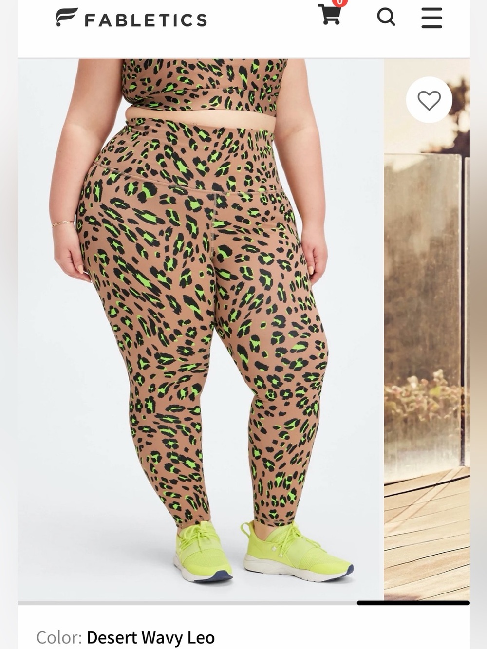 Fabletics Desert Wavy Leo High-Waist Leggings in Tan, Black & Neon Green size 4X